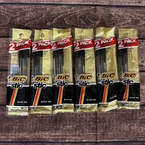 Vintage 1987 Bic Round Stic Ball Pens Medium Point Black Ink Box Of 12- New Old